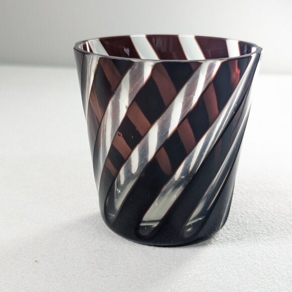Vintage 5 Bohemian Ruby Cut To Clear Low Ball Whiskey Tumbler Swirls Lines Ovals - Picture 8 of 15